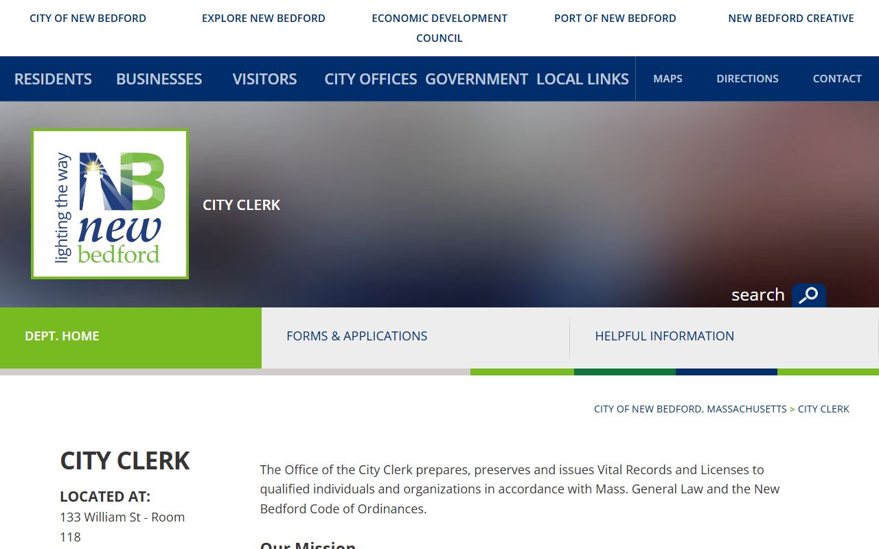 New Bedford residents directory city clerk office page