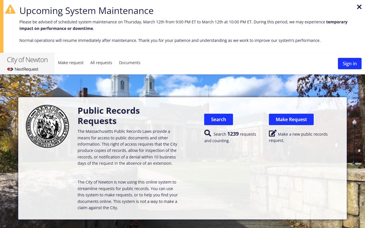 Newton residents directory public records request portal