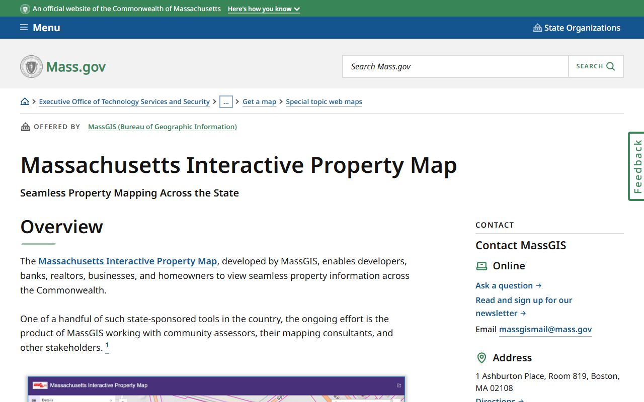 Massachusetts residents directory interactive property map
