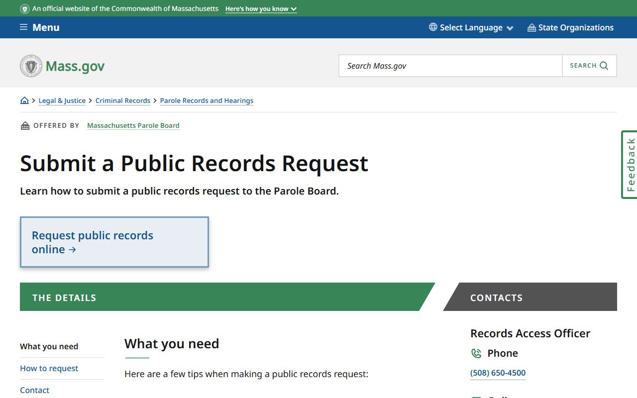Massachusetts residents directory public records request guide
