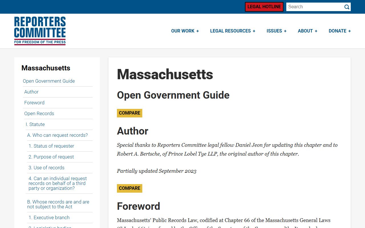 Massachusetts residents directory open government guide